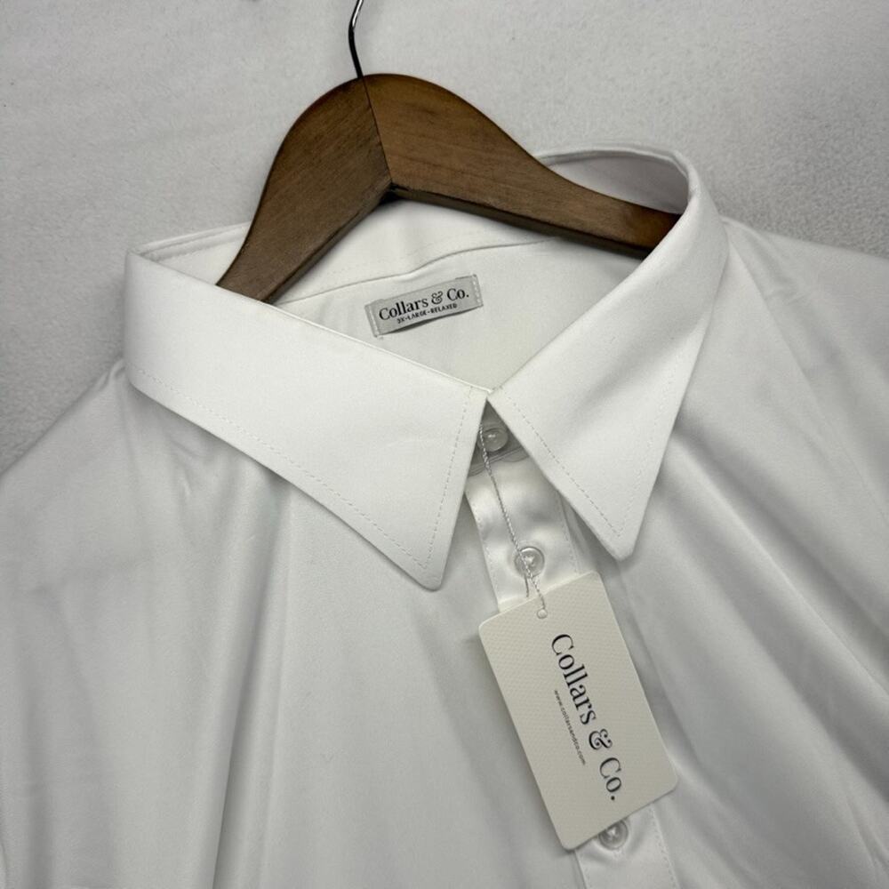 Collars Co Polo Shirt men's 3XL Relaxed White Stiff Dress Golf Tech Collared NEW